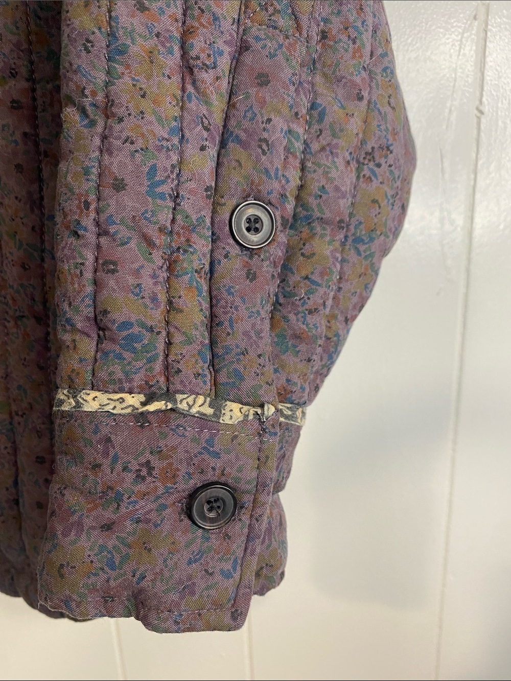Boho Floral Quilted Chore Jacket Shacket Patchwork Prairie Folk Cottagecore XS - Picture 5 of 13
